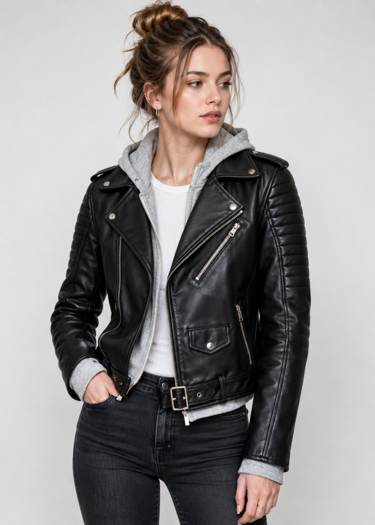 Classic Black Leather Biker Jacket